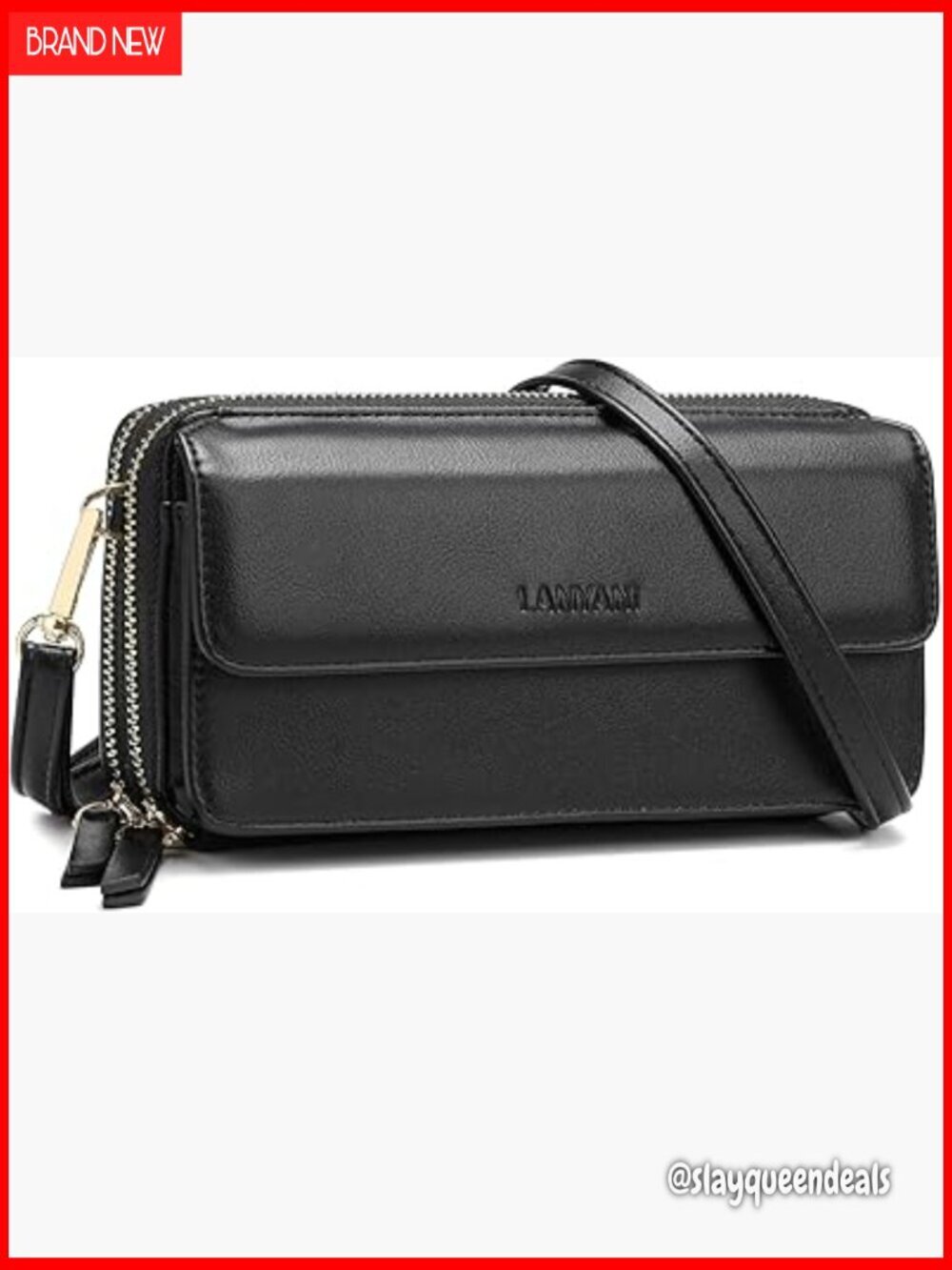 Vegan Leather Crossbody Wallet Wristlet with Phone Pocket RFID Blocking